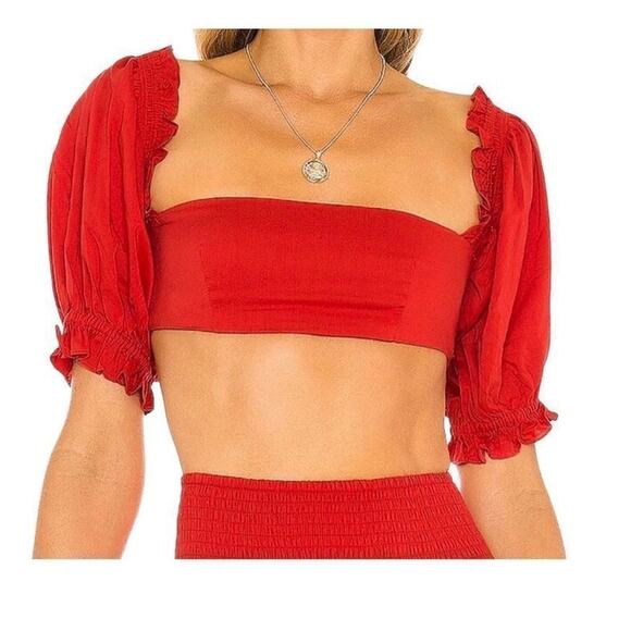 WeWoreWhat Solid Obe Ruby Coco Crop Top Blouse Large New - Picture 16 of 16